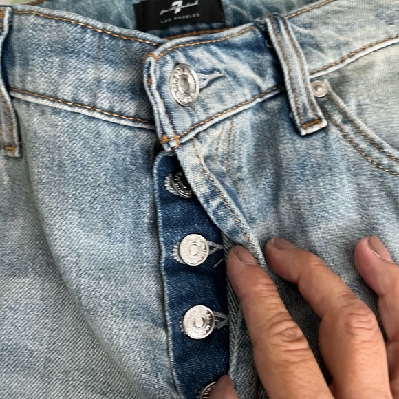 7 For All Mankind Faded Blue Jean Shorts - Picture 2 of 4